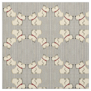 Tissu Terriers ens ivoire sur les rayures grises