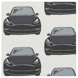 Tissu Tesla noir Modèle Y main dessiné Fabric croquis