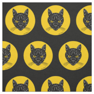 Tissu Tête de chat noir