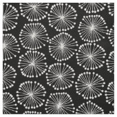 Tissu Têtes de graines - Blanc sur noir (Échantillon)