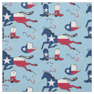 Tissu Texas Drapeau Chevaux Casquettes Et Bottes lt bleu