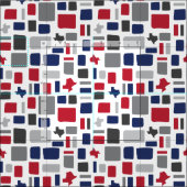 Tissu Texas Red & Blue Wonky Carrés & Rectangles (Carreau)