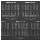Tissu Texte blanc du tableau de multiplication sur foncé (Échantillon)
