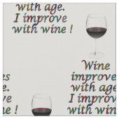 Tissu Texte drôle de vin (Détail)