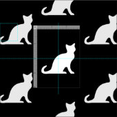 Tissu textile silhouette de chat noir et blanc mig (Carreau)