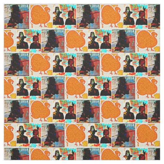 Tissu Thanksgiving Modern Art Collage (Échantillon)