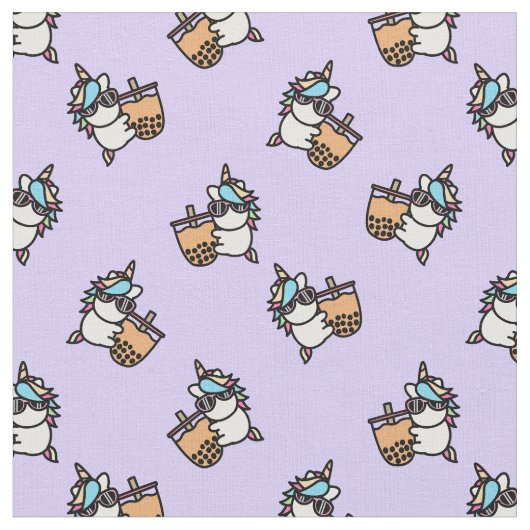 Tissu Thé à bulle mûre et licorne (Fermer)