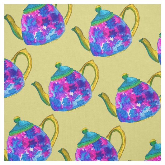 Tissu Théière à aquarelle (Échantillon)