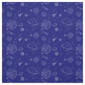 Tissu Thème de l'espace Planètes Rockets Stars sur Bleu (Échantillon)