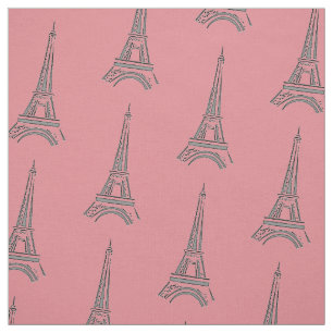 Tissu Thème Tour Eiffel Française Rose Paris