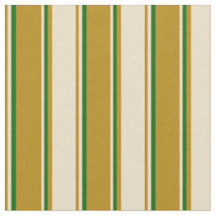 Tissu Tige d'or foncé, Tan et lignes de couleur vert fon