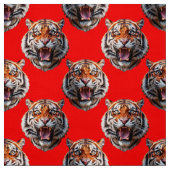 Tissu Tiger Head Pattern Design Red (Échantillon)