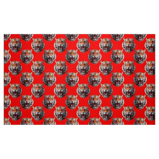 Tissu Tiger Head Pattern Design Red (Fat Quarter)