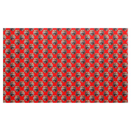 Tissu Tiger Head Pattern Design Red (Yard)