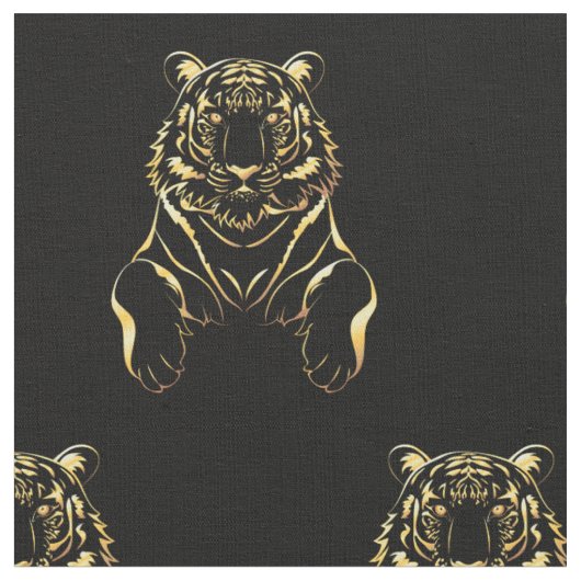 Tissu Tigre noir à rayures dorées (Fermer)