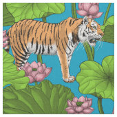 Tissu Tigres dans l'étang rose lotus (Fermer)