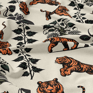 Tissu Tigres du Bengale et vignes de la Jungle
