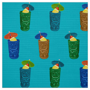 Tissu Tiki Mugs Retro Hawaiian Tropical Boissons
