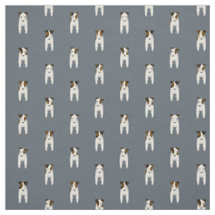 Tissu Tiny terriers Jack Russells ardoise motif