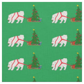 Tissu Tirez le Samoyed tirant l'arbre de Noël (Fermer)