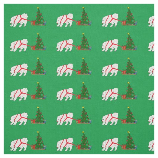 Tissu Tirez le Samoyed tirant l'arbre de Noël (Échantillon)