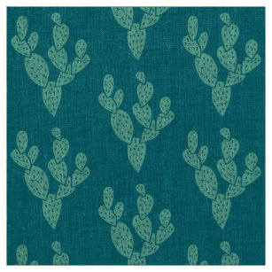 Tissu Tissu: Cactus turquoises Lin naturel