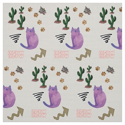 Tissu Tissu, Chat Poisson Cactus Meow Paws (Échantillon)