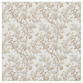 Tissu Toile beige avec branches Roses et courbes