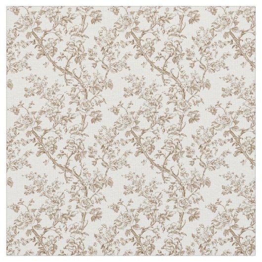 Tissu Toile beige avec branches Roses et courbes (Fermer)