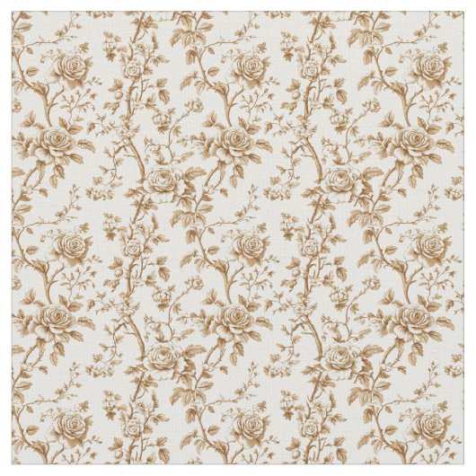 Tissu Toile Beige chaude avec Roses et baies (Fermer)