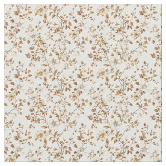 Tissu Toile beige dorée avec Roses et fleurs