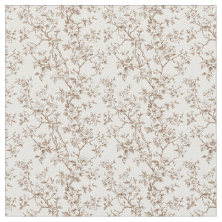 Tissu Toile Brown avec fleurs et branches