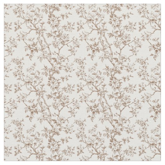 Tissu Toile Brown avec fleurs et branches (Fermer)