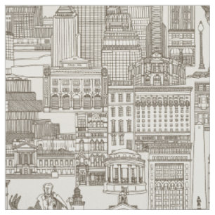 Tissu toile de Boston marron forte blanche