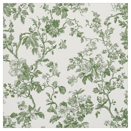 Tissu Toile de fleurs vert antique (Échantillon)