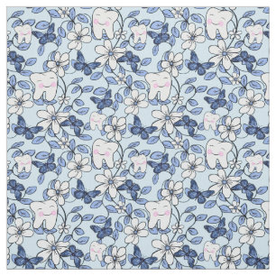 Tissu Toile dentaire / Flore dentaire en blues