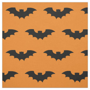 Tissu Toile d'Halloween orange et noir avec ailes de cha