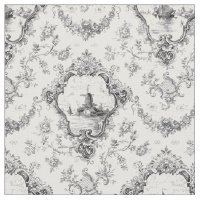 Toile florale gravée avec moulin à vent et bateaux