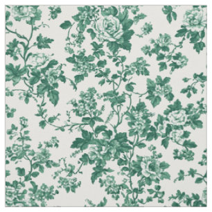 Tissu Toile Florale Verte Classique