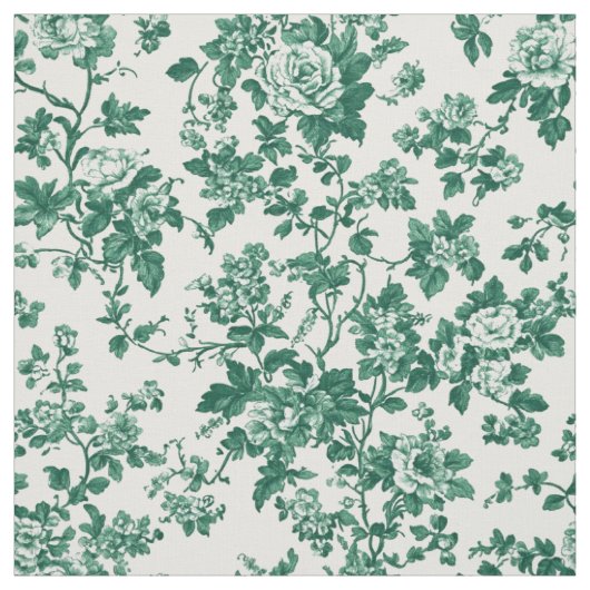 Tissu Toile Florale Verte Classique (Échantillon)