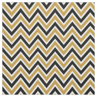 Tissu Toile Pattern Chevron Black et Gold