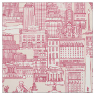 Tissu Toile vive magenta pêche poussière de Boston