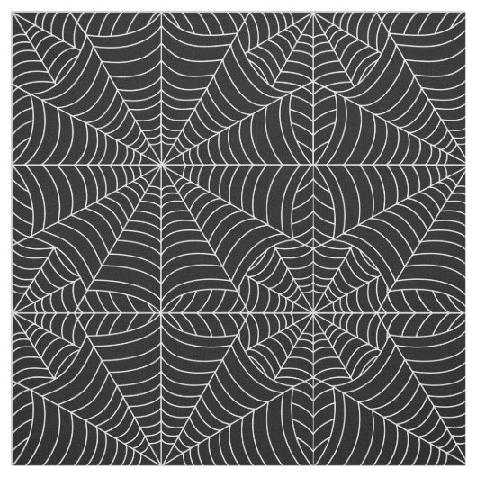 Tissu Toiles d'araignée de Halloween sur le noir (Échantillon)