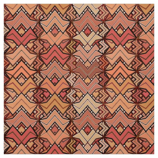 Tissu Tons tribaux d'impression, de brun, de rouille et (Échantillon)