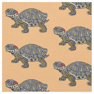 Tissu tortue caricaturale à oreilles rouges