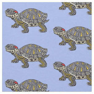 Tissu tortue caricaturale à oreilles rouges