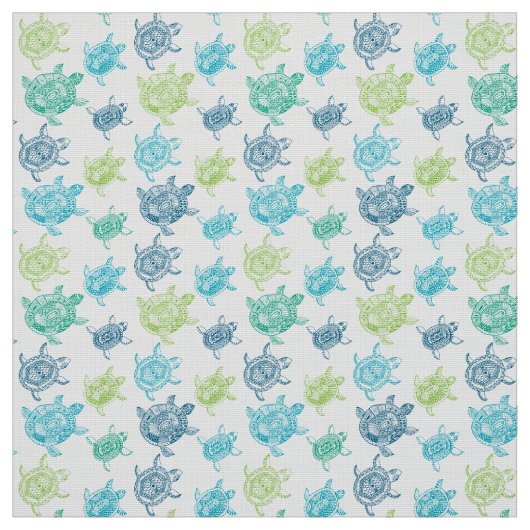 Tissu Tortues bleues et vertes (Échantillon)