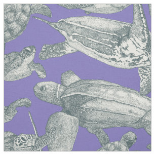 Tissu tortues de mer apatite lavender