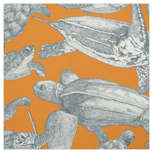 Tissu tortues de mer apatite orange (Échantillon)