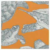 Tissu tortues de mer apatite orange (Fermer)
